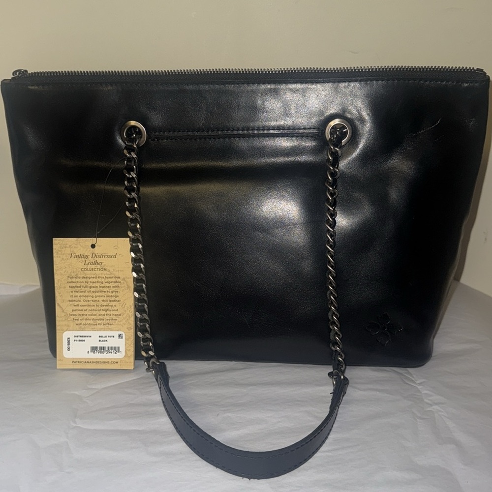 Patricia Nash Leather Elegant Black Leather Tote Bag, new - Picture 8 of 14